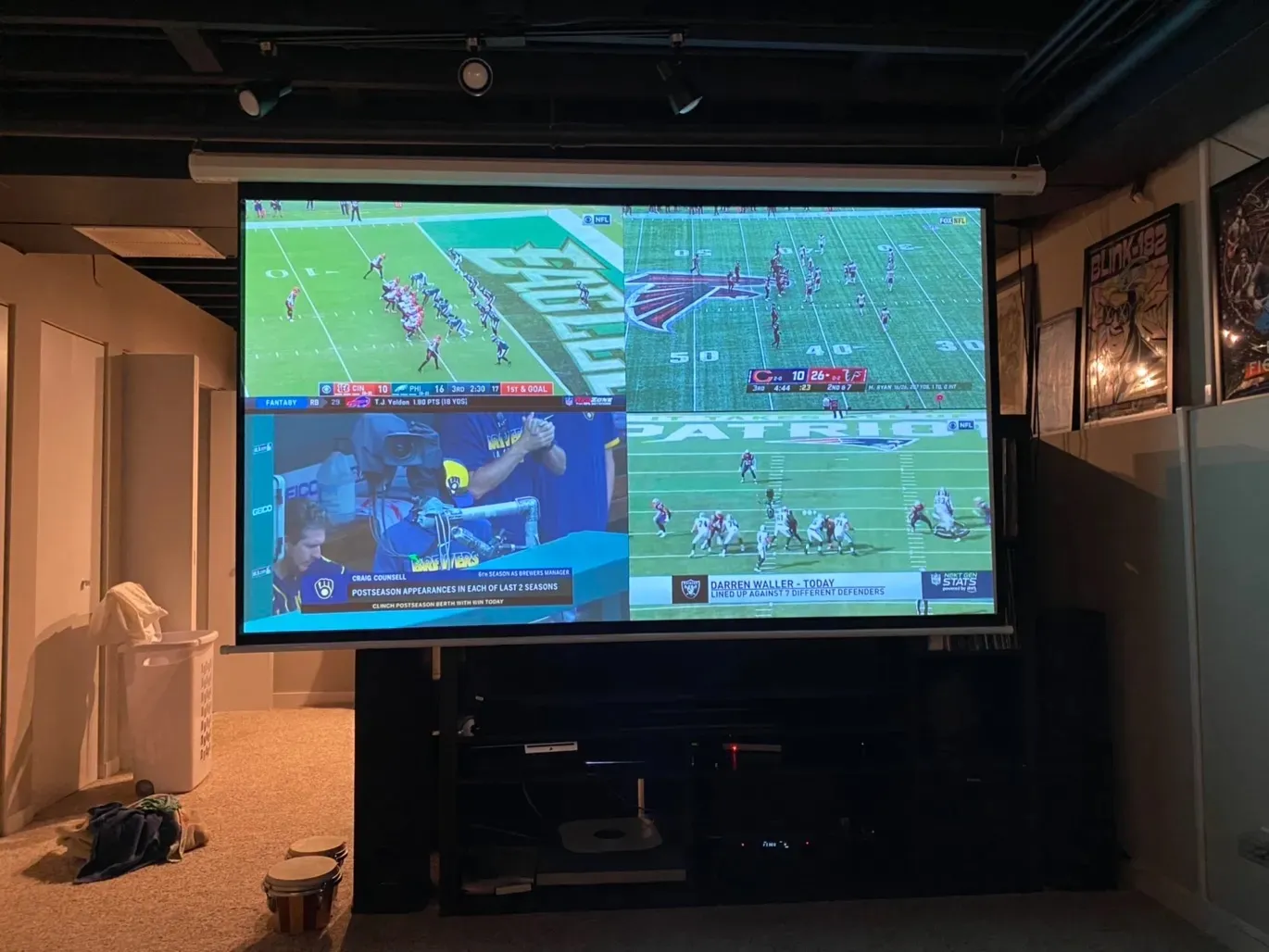 Home theater with projector screen